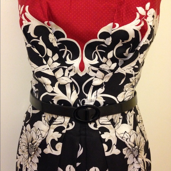 WHBM Silk Floral Jacquard Strapless Corset A-Line Cocktail Party Dress - Picture 5 of 6